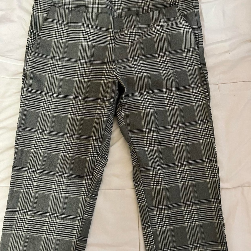 Plaid Women's Trousers - Gray